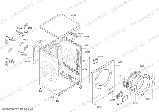 Взрыв-схема стиральной машины Bosch WAP28368SN Serie|6 VarioPerfect - BLDC - Схема узла 02